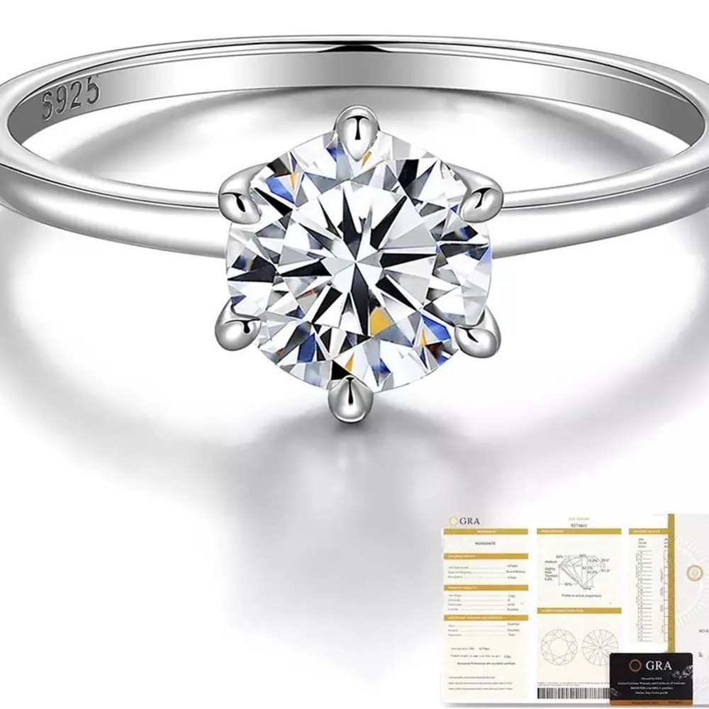 Certified 1 Ct D Color Moissanite Ring For Engagement/Wedding Ring S925 💍 NEW